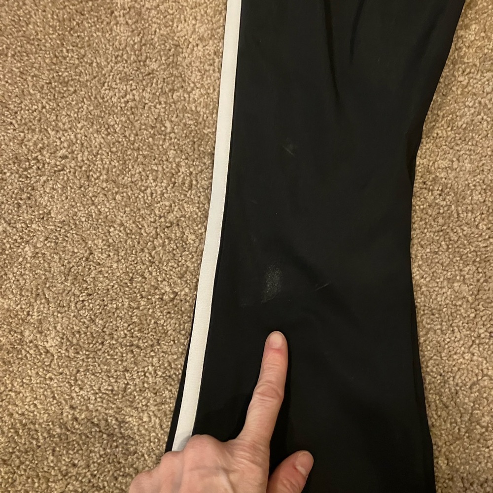 adidas Black Flared Joggers with White Side Stripes - Picture 3 of 7